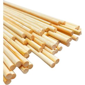 25 Pcs Dowel Rods, 1/8 x 12 Inch Bamboo Sticks Wood Sticks, Unfinished Natural Hardwood Sticks Wooden Dowel Rods for Crafts and DIYers