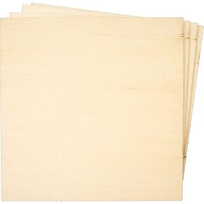 8 Pack Unfinished 6x6 Wood Squares, Thin 1/4" Basswood Plywood for DIY Crafts, Wood Burning