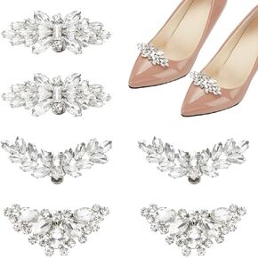PH PandaHall Rhinestone Shoe Clips Wedding Shoe Clips Crystal Shoe Clips Removable Shoe Buckles Sparkling Shoe Clips