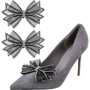 Bewudy 1 Pair of Shoe Clips, Shoe Clips for Women's Dress Shoes, Removable Rhinestone Bow Shoe Clips, Women Girls Elegant Wedding Party Shoe Buckle for Bag Clothing Hair High Heels Accessories