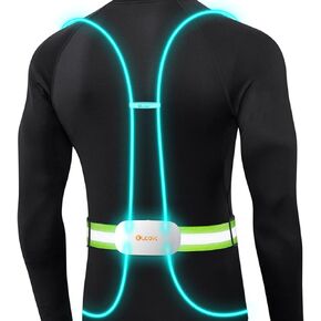 Olook LED Running Light Vest | Multicolor Light Up Vest for Runners | Rechargeable Reflective Safety Gear | High Visibility for Night Running Cycling Walking, M-Orange