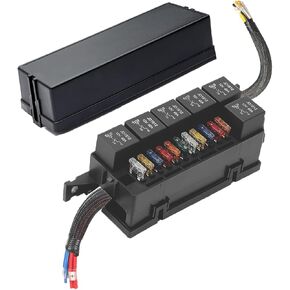 12V Fuse Relay Box,Pre-Wired Auto Replacement Fuse Holders with 11 Way ATC/ATO Blade Fuses and 6 Slot 5 Pin JD1914 40A Relays,12V Relay Fuse Block for Car Boat Truck Marine.
