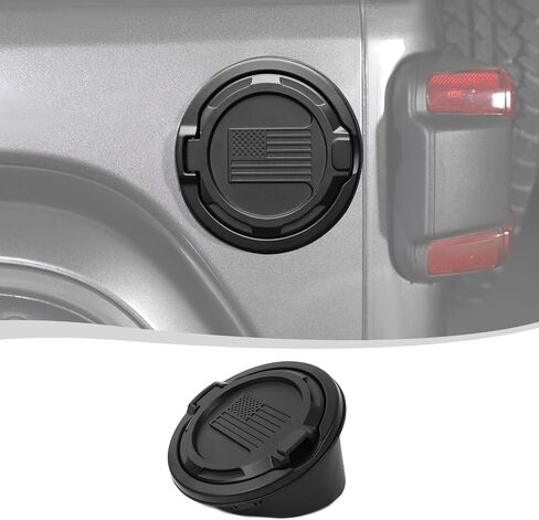 Voodonala for Jeep Wrangler JL JLU Gladiator JT 2018-2024 Gas Tank Door Black Gas Cover Cap,Aluminum+ABS JL 2&4Door Accessories 2018-2024(Model B,Matte Black) in Saudi Arabia