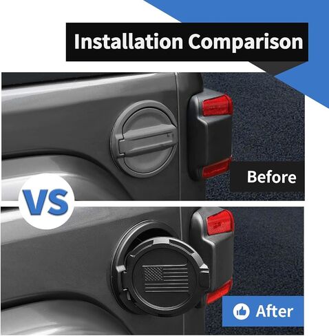 Voodonala for Jeep Wrangler JL JLU Gladiator JT 2018-2024 Gas Tank Door Black Gas Cover Cap,Aluminum+ABS JL 2&4Door Accessories 2018-2024(Model B,Matte Black) in Saudi Arabia