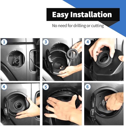 Voodonala for Jeep Wrangler JL JLU Gladiator JT 2018-2024 Gas Tank Door Black Gas Cover Cap,Aluminum+ABS JL 2&4Door Accessories 2018-2024(Model B,Matte Black) in Saudi Arabia