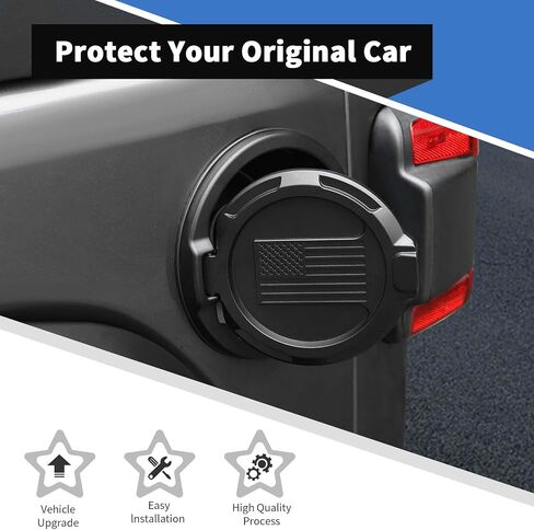 Voodonala for Jeep Wrangler JL JLU Gladiator JT 2018-2024 Gas Tank Door Black Gas Cover Cap,Aluminum+ABS JL 2&4Door Accessories 2018-2024(Model B,Matte Black) in Saudi Arabia