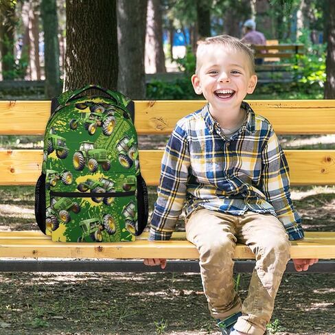 Backpacks for Boys, 17 Inch Tractor Bookbag for Kids, Lightweight Green Boys School Bag for Preschool, Travel, Primary in Saudi Arabia