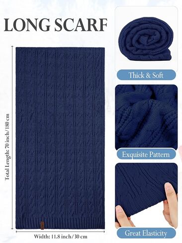 Aneco 4-in-1 Women Winter Beanie Hat Scarf Touchscreen Gloves Ear Warmer Set Fleece Lined Warm Knit Skull Cap with Pom Pom in Saudi Arabia