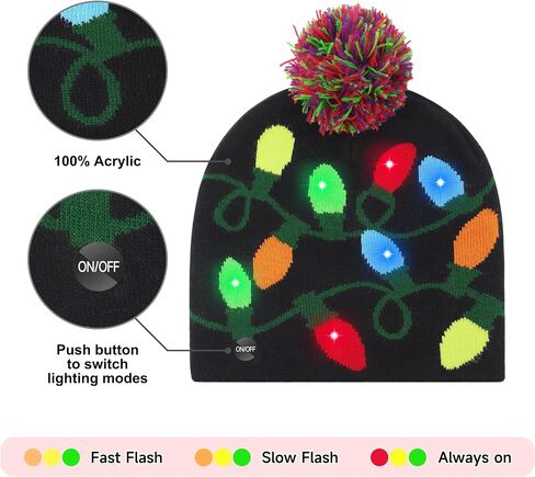 4 Pack LED Light up Christmas Beanie Hats Xmas Knitted Hat Unisex Winter Hat Flashing Cap, Christmas Party Supplies in Saudi Arabia