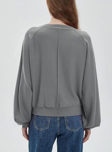 سويت شيرت نسائي بأكمام طويلة من Ladyful من Henley بأزرار وفتحة رقبة على شكل حرف V، بلوفر كاجوال فضفاض in Saudi Arabia