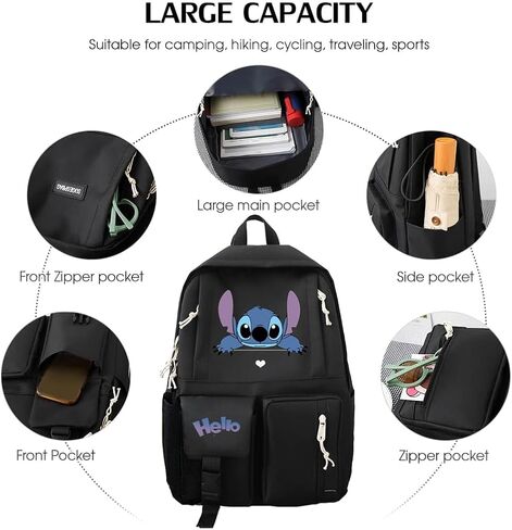 حقيبة ظهر كارتونية حقيبة ظهر للكمبيوتر المحمول خفيفة الوزن مجموعة Daypack مطبوعة بالكامل على ظهره حقيبة ظهر للكمبيوتر المحمول حقيبة ظهر للسفر والمشي لمسافات طويلة in Saudi Arabia