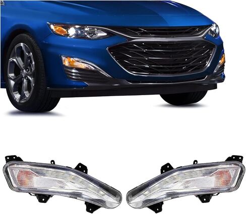 HECASA LED Fog Turn Signal Lights Compatible with 2019-2023 Chevy Chevrolet Malibu Replacement for 84575553 84575552 Front Bumper Fog Lamps W/LED DRL Driver & Passenger Side Clear Lens in Saudi Arabia