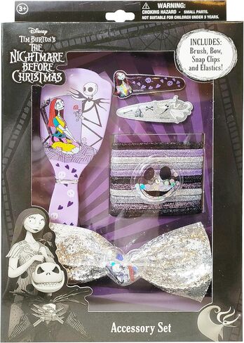 مجموعة إكسسوارات الشعر Nightmare Before Christmas (فرشاة، فيونكة، أزرار كبس PVC، مطاط لوريكس) in Saudi Arabia