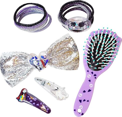 مجموعة إكسسوارات الشعر Nightmare Before Christmas (فرشاة، فيونكة، أزرار كبس PVC، مطاط لوريكس) in Saudi Arabia
