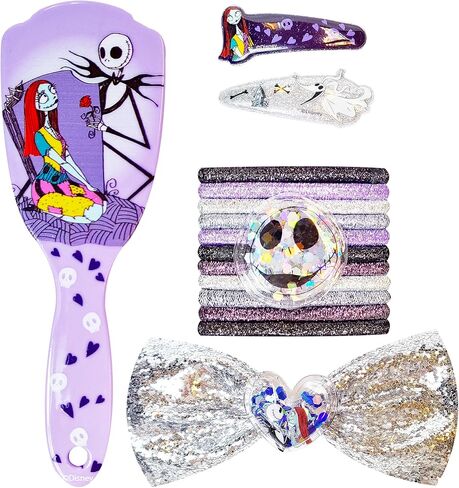 مجموعة إكسسوارات الشعر Nightmare Before Christmas (فرشاة، فيونكة، أزرار كبس PVC، مطاط لوريكس) in Saudi Arabia
