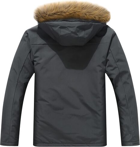 معطف شتوي للرجال مقاوم للماء دافئ للتزلج على الجليد سترة فرو بغطاء للرأس سترة للعمل ملابس خارجية على الجليد in Kuwait