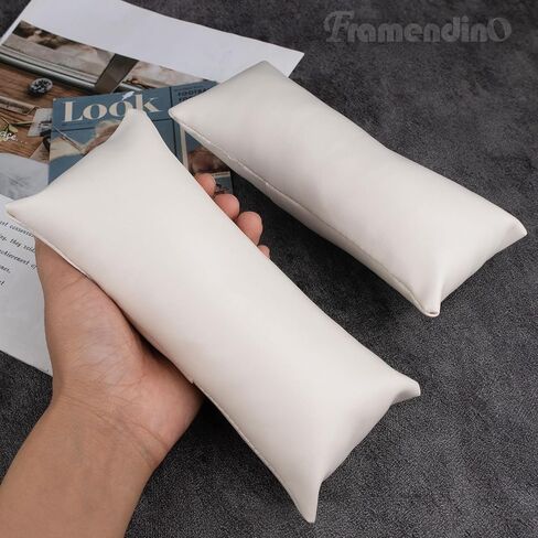 Framendino، 2 حزمة بيضاء طويلة ساعة عرض وسادة بو الجلود سوار الإسورة وسائد عرض الوسائد لعروض عرض المجوهرات in Saudi Arabia
