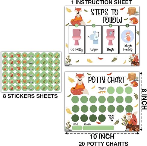 Pop It Potty Training Sticker Chart, 10 Potty Charts with 216 Round Stickers & 1 Instruction Sheet, Potty Reward Sticker Chart for Toddlers Girls - A10 in Saudi Arabia