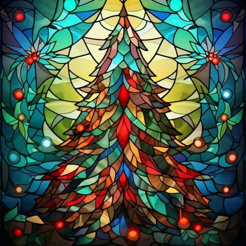 ARTopet 5D Diamond Art Painting Kits Christmas Tree Stained Glass Diamond Art Painting for Adults Beginners with Accessories DIY Full Round Drill for Home Wall Decor 30x30cm in Kuwait