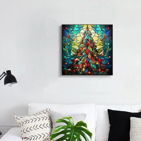 ARTopet 5D Diamond Art Painting Kits Christmas Tree Stained Glass Diamond Art Painting for Adults Beginners with Accessories DIY Full Round Drill for Home Wall Decor 30x30cm in Kuwait
