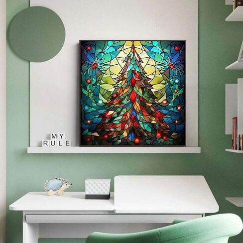 ARTopet 5D Diamond Art Painting Kits Christmas Tree Stained Glass Diamond Art Painting for Adults Beginners with Accessories DIY Full Round Drill for Home Wall Decor 30x30cm in Kuwait