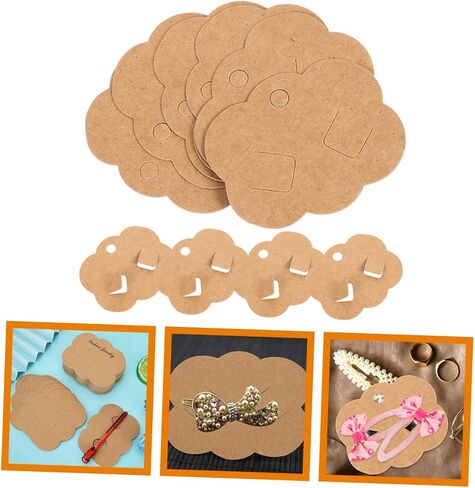 EXCEART 200pcs Hair Accessories Display Cards Clip Collecting Cardboard Jewelry Display Card Headband Paper Cards Keychain Card Holder Jewelry Supplies Jewelry Card Kraft Paper Wristband in Kuwait