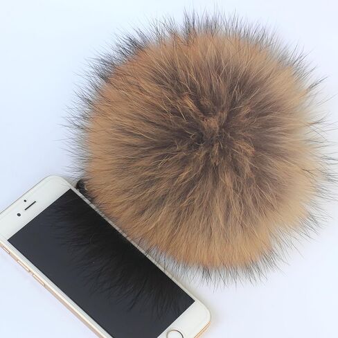 Fosrion Large Genuine Raccoon/Fox Fur Pom Keychain Bag Charm Fluffy Fur Ball in Saudi Arabia