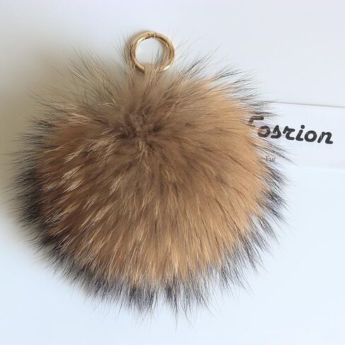 Fosrion Large Genuine Raccoon/Fox Fur Pom Keychain Bag Charm Fluffy Fur Ball in Saudi Arabia