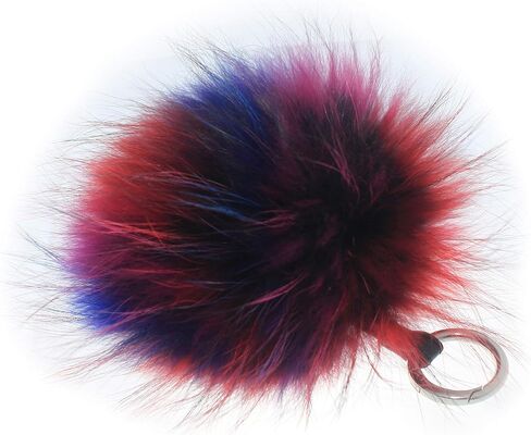 Fosrion Large Genuine Raccoon/Fox Fur Pom Keychain Bag Charm Fluffy Fur Ball in Saudi Arabia