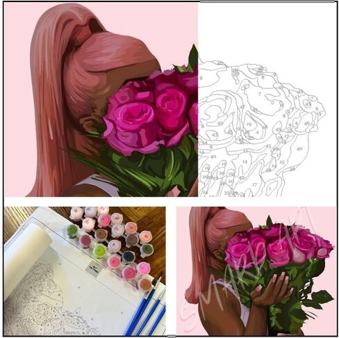 Smard Art Specialty Paint by Numbers for Adults Beginner, Canvas with Acrylic Easy Paint Set and Paint Brushes, Painting for Adult Beginners Kit (11x14, Unframed) (Baby Pink) in Saudi Arabia