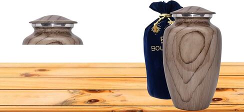 BOLD & DIVINE Wood Grain Keepsake Urn | Mini Urns Set of 4 with Premium Velvet Box & Individual Bags in Saudi Arabia