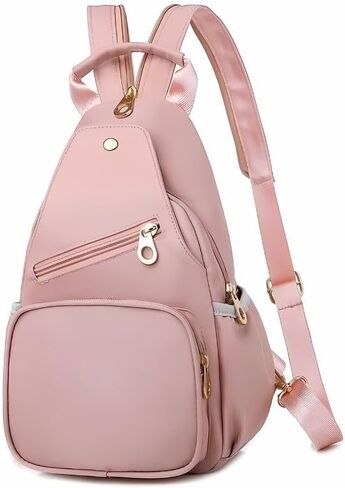 Generic Waterproof Double Shoulder Strapped Zipper Crossbody Backpack, Women's Fashionable Small Casual Outdoor Travel Backpack (Black) in Saudi Arabia