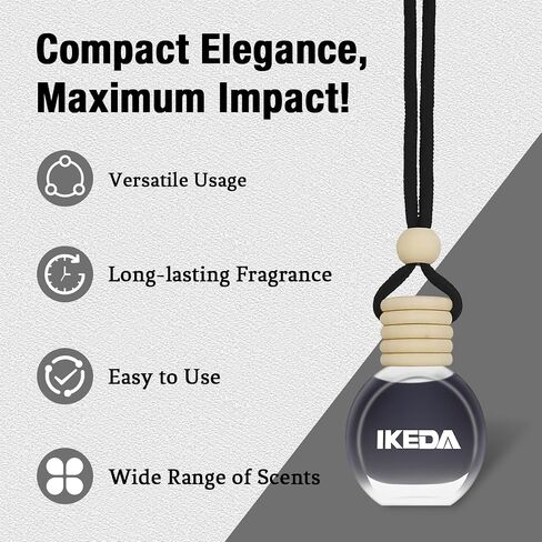 Ikeda Car Air Freshener: Hanging Car Smell Air Freshener | 10ml Hanging Car Perfume | Long Lasting Fragrance | Strong Scents Diffuser for Auto Home (New Car|Circular) in Kuwait