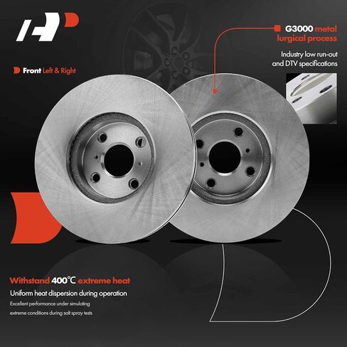 A-Premium 10.19 inch (259mm) Rear Solid Disc Brake Rotors Compatible with Select Toyota Models - Yaris 2012-2018 1.5L, 2-PC Set in Saudi Arabia