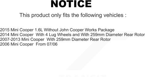 Genius Rear Coated Disc Brake Rotors Pair Replacement For Mini Cooper KG-100600 in Kuwait
