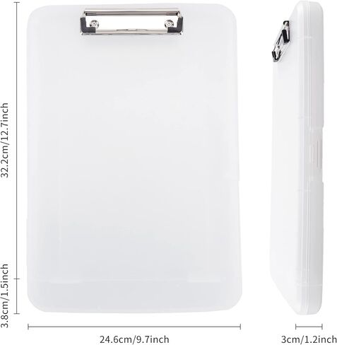 Clipboard with Storage Plastic Clipboard Side Opening Clipboard with Low Profile Clip, Heavy Duty Letter Size Smooth Writing for Students Teachers Home School Office (Clear) in Saudi Arabia