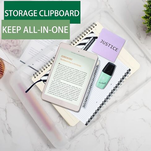 Clipboard with Storage Plastic Clipboard Side Opening Clipboard with Low Profile Clip, Heavy Duty Letter Size Smooth Writing for Students Teachers Home School Office (Clear) in Saudi Arabia