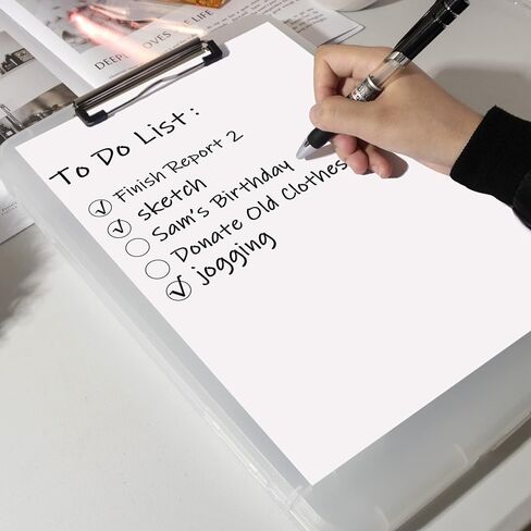 Clipboard with Storage Plastic Clipboard Side Opening Clipboard with Low Profile Clip, Heavy Duty Letter Size Smooth Writing for Students Teachers Home School Office (Clear) in Saudi Arabia