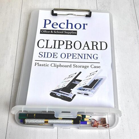 Clipboard with Storage Plastic Clipboard Side Opening Clipboard with Low Profile Clip, Heavy Duty Letter Size Smooth Writing for Students Teachers Home School Office (Clear) in Saudi Arabia