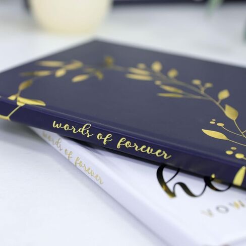 1 Set of Two Vow Books, hardcover Binding Vow Books His and Hers, with a Beautiful Heart-Shaped Design Elegant His and Her Vows Book, Color White and Blue with Gold foil Lettering in Saudi Arabia