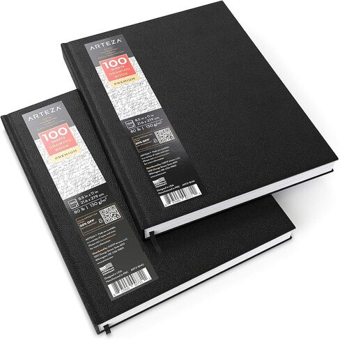 كتاب رسم بغلاف مقوى من ARTEZA مقاس 8.5 × 11 لوحة رسم 2 حزمة 100 ورقة لوحات رسم للرسم للبالغين والمراهقين in Saudi Arabia