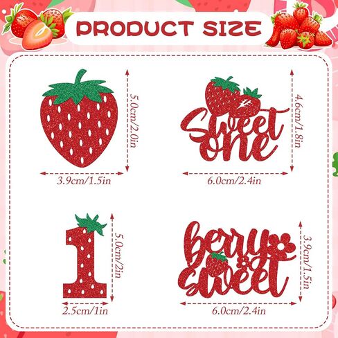 Oh Baby Cupcake Toppers - 36PCS Glitter Strawberry Shortcake Decorations for Baby Shower Cupcake Decor in Saudi Arabia
