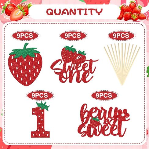 Oh Baby Cupcake Toppers - 36PCS Glitter Strawberry Shortcake Decorations for Baby Shower Cupcake Decor in Saudi Arabia