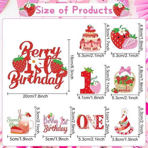 Oh Baby Cupcake Toppers - 36PCS Glitter Strawberry Shortcake Decorations for Baby Shower Cupcake Decor in Saudi Arabia