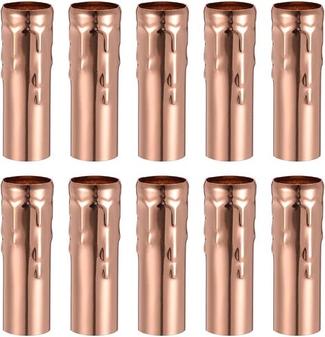 uxcell Candle Shape Socket Covers Sleeves 3 Inch Tall Iron Candelabra Base for E14 Chandelier, Rose Gold Pack of 10 in Saudi Arabia