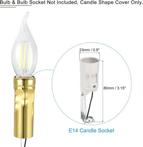 uxcell Candle Shape Socket Covers Sleeves 3 Inch Tall Iron Candelabra Base for E14 Chandelier, Rose Gold Pack of 10 in Saudi Arabia