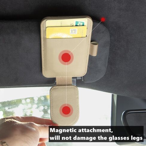 BoAn Sunglass Holder for Car Sun Visor,Magnetic Leather Sunglasses Holder,Auto Visor Accessories,Eyeglasses Holder(Beige) in Saudi Arabia