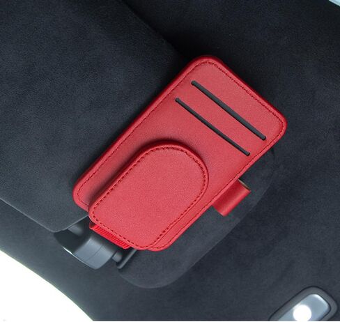 BoAn Sunglass Holder for Car Sun Visor,Magnetic Leather Sunglasses Holder,Auto Visor Accessories,Eyeglasses Holder(Beige) in Saudi Arabia