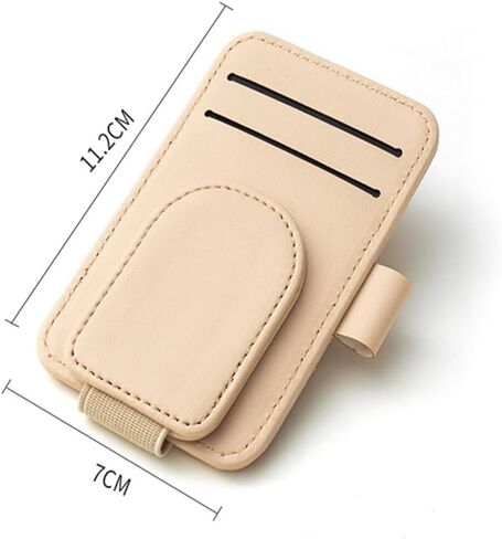 BoAn Sunglass Holder for Car Sun Visor,Magnetic Leather Sunglasses Holder,Auto Visor Accessories,Eyeglasses Holder(Beige) in Saudi Arabia