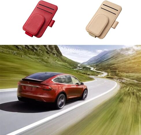 BoAn Sunglass Holder for Car Sun Visor,Magnetic Leather Sunglasses Holder,Auto Visor Accessories,Eyeglasses Holder(Beige) in Saudi Arabia